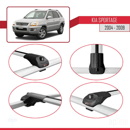 Compatible avec Kia Sportage 2 (JE) 2004-2009 ACE-1 Barres de Toit Railing Porte-Bagages de Voiture Gris Aluminium 2 Barres
