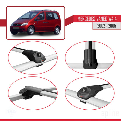 Compatible with Mercedes Vaneo (W414) 2002-2005 ACE-1 Car Roof Rack Cross Bar Grey Aluminium 2 Bars