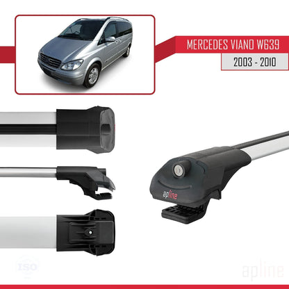 Compatible avec Mercedes Viano 2 (W639) Pre-Facelift 2003-2010 ACE-1 Barres de Toit Railing Porte-Bagages de Voiture Gris Aluminium 4 Barres