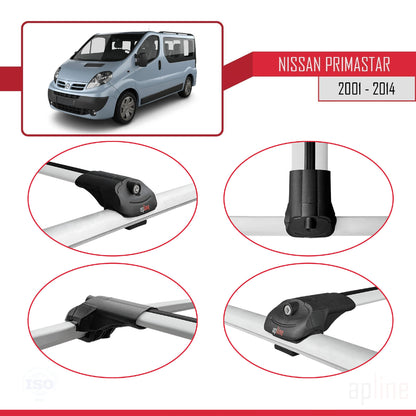 Compatible avec Nissan Primastar 2001-2014 ACE-1 Barres de Toit Railing Porte-Bagages de Voiture Gris Aluminium 3 Barres