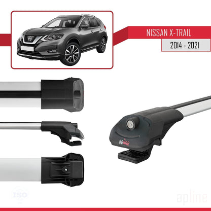 Compatible avec Nissan X-Trail 3 (T32) 2014-2021 ACE-1 Barres de Toit Railing Porte-Bagages de Voiture Gris Aluminium 3 Barres