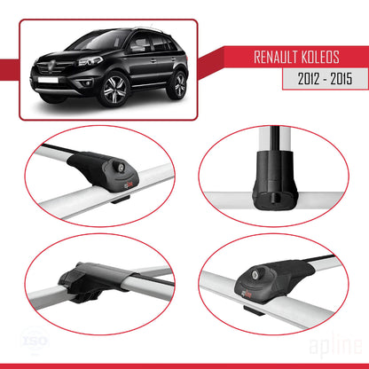 Compatible avec Renault Koleos (HY) Post-Facelift 2012-2015 ACE-1 Barres de Toit Railing Porte-Bagages de Voiture Gris Aluminium 2 Barres