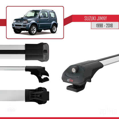 Compatible avec Suzuki Jimny 3 1998-2018 ACE-1 Barres de Toit Railing Porte-Bagages de Voiture Gris Aluminium 2 Barres