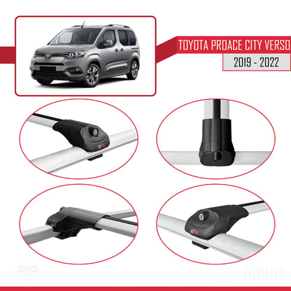 Compatible avec Toyota Proace City Verso 2019-2022 ACE-1 Barres de Toit Railing Porte-Bagages de Voiture Gris Aluminium 3 Barres