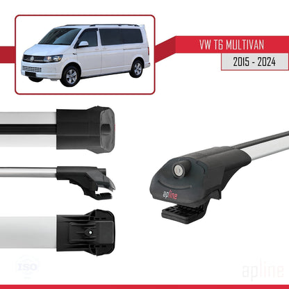 Compatible avec Volkswagen T6 Multivan 2015-2024 ACE-1 Barres de Toit Railing Porte-Bagages de Voiture Gris Aluminium 2 Barres