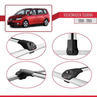 Compatible avec Volkswagen Touran Cross Post-Facelift 2010-2015 ACE-1 Barres de Toit Railing Porte-Bagages de Voiture Gris Aluminium 2 Barres