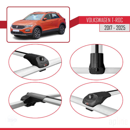 Compatible avec Volkswagen T-Roc 2017-2025 ACE-1 Barres de Toit Railing Porte-Bagages de Voiture Gris Aluminium 2 Barres