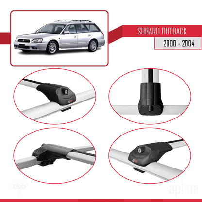 Compatible avec Subaru Outback 2 2000-2004 ACE-1 Barres de Toit Railing Porte-Bagages de Voiture Gris Aluminium 3 Barres