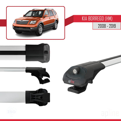 Compatible avec Kia Borrego (HM) 2008-2019 ACE-1 Barres de Toit Railing Porte-Bagages de Voiture Gris Aluminium 3 Barres