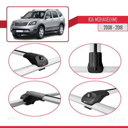 Compatible with Kia Mohave (HM) 2008-2019 ACE-1 Car Roof Rack Cross Bar Grey Aluminium 2 Bars