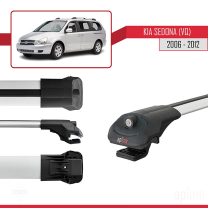 Compatible with Kia Sedona 2 (VQ) 2006-2012 ACE-1 Car Roof Rack Cross Bar Grey Aluminium 2 Bars