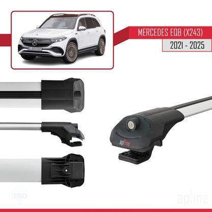 Compatible with Mercedes EQB (X243) 2021-2025 ACE-1 Car Roof Rack Cross Bar Grey Aluminium 2 Bars