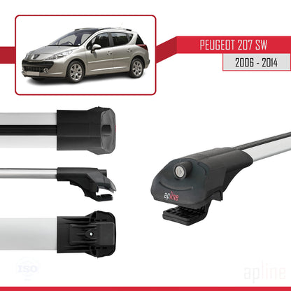 Compatible avec Peugeot 207 Break 2006-2014 ACE-1 Barres de Toit Railing Porte-Bagages de Voiture Gris Aluminium 2 Barres