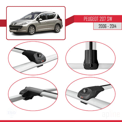 Compatible avec Peugeot 207 Break 2006-2014 ACE-1 Barres de Toit Railing Porte-Bagages de Voiture Gris Aluminium 2 Barres