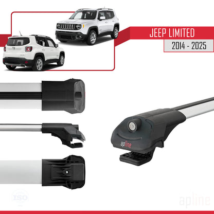 Compatible avec Jeep Limited 2014-2025 ACE-1 Barres de Toit Railing Porte-Bagages de Voiture Gris Aluminium 3 Barres