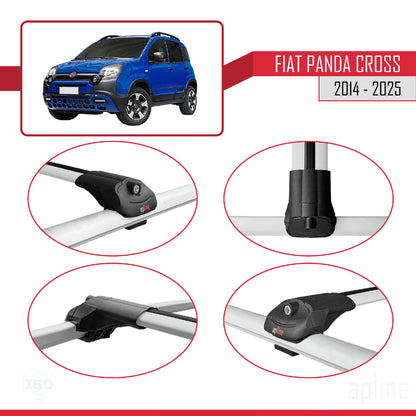 Compatible avec Fiat Panda Cross 2014-2025 ACE-1 Barres de Toit Railing Porte-Bagages de Voiture Gris Aluminium 2 Barres