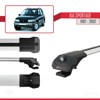 Compatible avec Kia Sportage 1997-2002 ACE-1 Barres de Toit Railing Porte-Bagages de Voiture Gris Aluminium 2 Barres