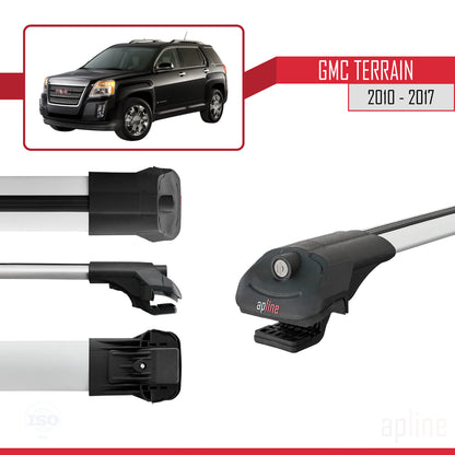 Compatible avec GMC Terrain 2010-2017 ACE-1 Barres de Toit Railing Porte-Bagages de Voiture Gris Aluminium 2 Barres