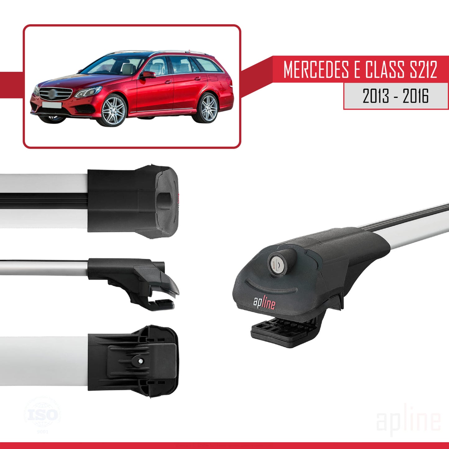 Compatible avec Mercedes E Class S212 2013-2016 ACE-1 Barres de Toit Railing Porte-Bagages de Voiture Gris Aluminium 2 Barres