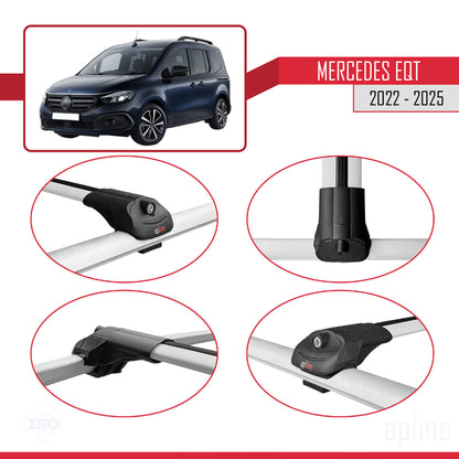 Compatible with Mercedes EQT / Citan W420 2022-2025 ACE-1 Car Roof Rack Cross Bar Grey Aluminium 3 Bars