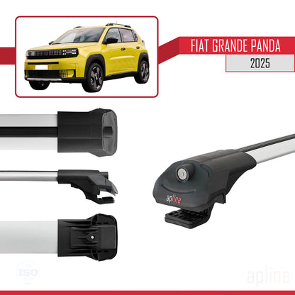 Compatible avec Fiat Grande Panda 2025 ACE-1 Barres de Toit Railing Porte-Bagages de Voiture Gris Aluminium 2 Barres