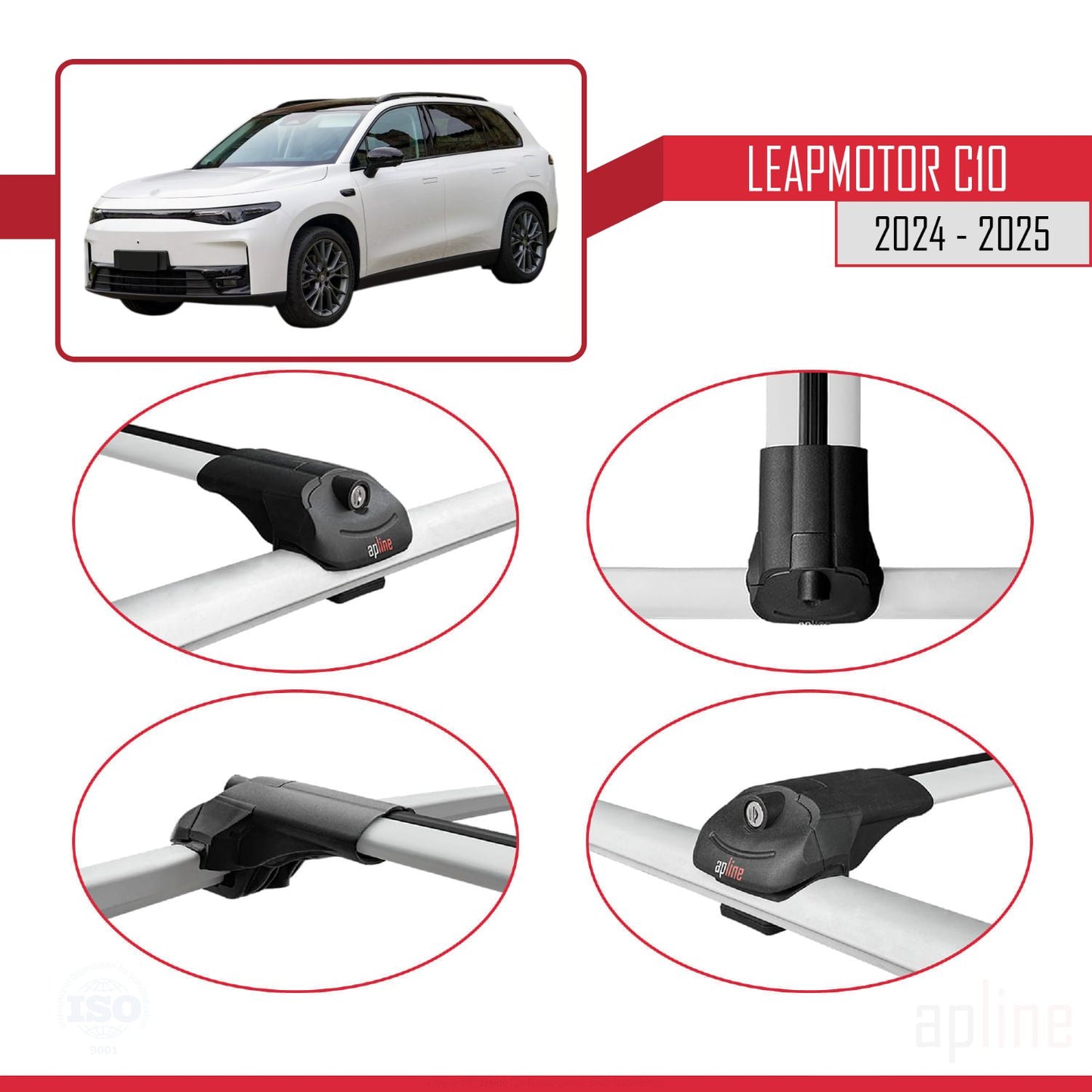 Compatible with LEAPMOTOR C10 2024-2025 ACE-1 Car Roof Rack Cross Bar Grey Aluminium 2 Bars