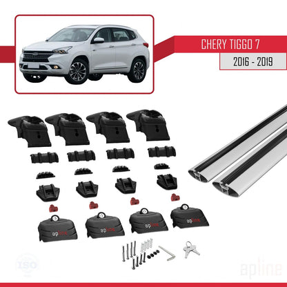 Compatible avec Chery Tiggo 7 (T15) 2016-2019 ACE-2 Barres de Toit Railing Porte-Bagages de Voiture Gris Aluminium 2 Barres