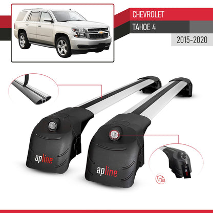 Compatible avec Chevrolet Tahoe 4 2015-2020 ACE-2 modèle Barres de Toit Railing Porte-Bagages de Voiture Gris Aluminium Barres