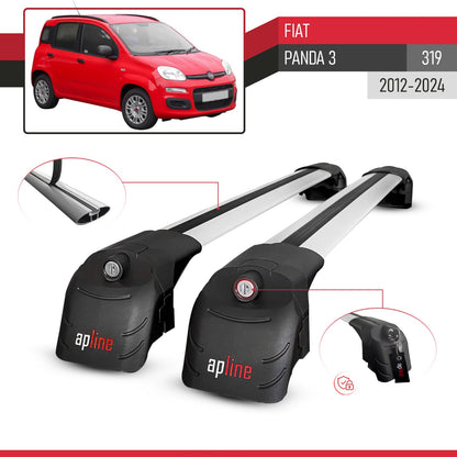 Compatible avec Fiat Panda 3 (319) 2012-2024 ACE-2 modèle Barres de Toit Railing Porte-Bagages de Voiture Gris Aluminium Barres