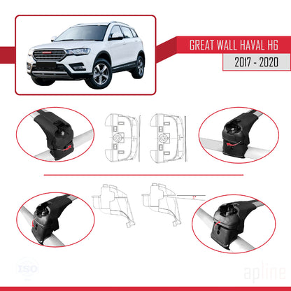 Compatible avec Great Wall Haval H6 Pre-Facelift 2017-2020 ACE-2 Barres de Toit Railing Porte-Bagages de Voiture Gris Aluminium 2 Barres