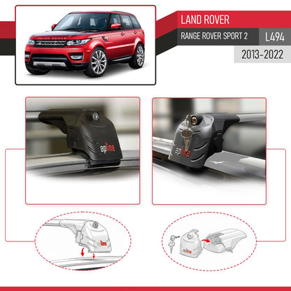 Compatible avec Land Rover Range Rover Sport 2 (L494) 2013-2022 ACE-2 modèle Barres de Toit Railing Porte-Bagages de Voiture Gris Aluminium Barres