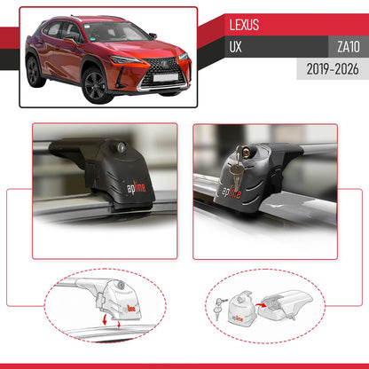 Compatible with Lexus UX (ZA10) 2019-2025 ACE-2 Car Roof Rack Cross Bar Grey Aluminium 2 Bars