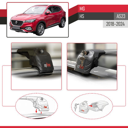 Compatible avec MG HS (AS23) 2018-2024 ACE-2 modèle Barres de Toit Railing Porte-Bagages de Voiture Gris Aluminium Barres