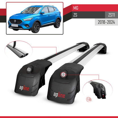 Compatible avec MG ZS (ZS11) 2018-2024 ACE-2 modèle Barres de Toit Railing Porte-Bagages de Voiture Gris Aluminium Barres