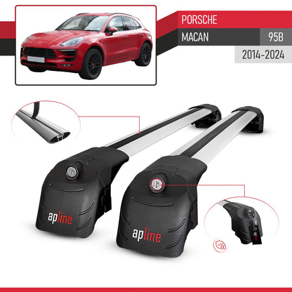 Compatible with Porsche Macan (95B) 2014-2024 ACE-2 Car Roof Rack Cross Bar Grey Aluminium 2 Bars