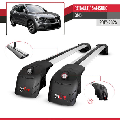 Compatible with Renault Samsung QM6 2017-2024 ACE-2 Car Roof Rack Cross Bar Grey Aluminium 2 Bars