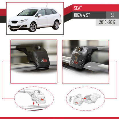 Compatible with Seat Ibiza 4 (6J) ST 2010-2017 ACE-2 Car Roof Rack Cross Bar Grey Aluminium 2 Bars