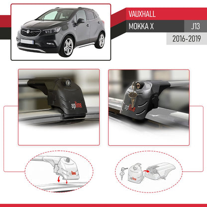 Compatible with Vauxhall Mokka X (J13) 2016-2019 ACE-2 Car Roof Rack Cross Bar Grey Aluminium 2 Bars