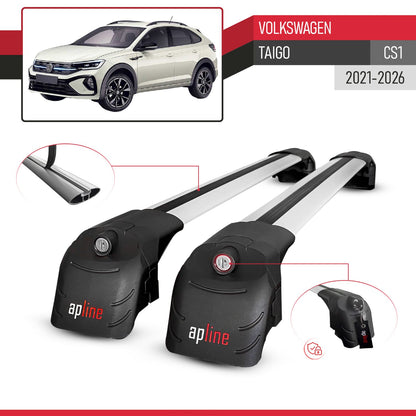 Compatible with Volkswagen Taigo (CS1) 2021-2025 ACE-2 Car Roof Rack Cross Bar Grey Aluminium 2 Bars