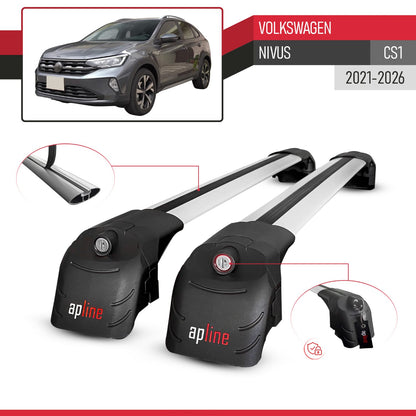 Compatible with Volkswagen Nivus (CS1) 2021-2025 ACE-2 Car Roof Rack Cross Bar Grey Aluminium 2 Bars