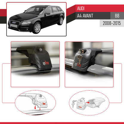 Compatible with A4 (B8) Avant 2008-2015 ACE-2 Car Roof Rack Cross Bar Grey Aluminium 2 Bars