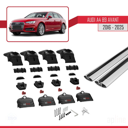 Compatible avec A4 (B9) Avant 2016-2025 ACE-2 Barres de Toit Railing Porte-Bagages de Voiture Gris Aluminium 2 Barres