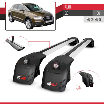 Compatible with Q3 (8U) 2012-2018 ACE-2 Car Roof Rack Cross Bar Grey Aluminium 2 Bars