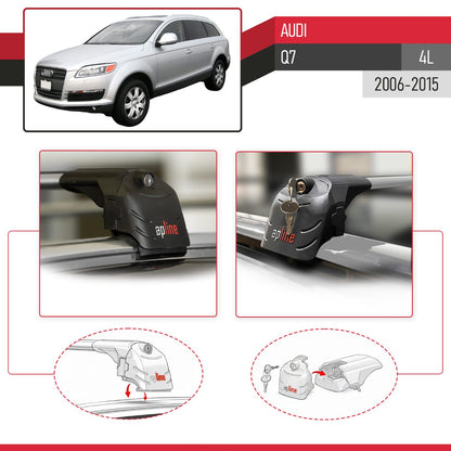 Compatible with Q7 (4L) 2006-2015 ACE-2 Car Roof Rack Cross Bar Grey Aluminium 2 Bars