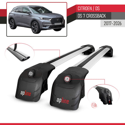 Compatible with Citroen/DS 7 Crossback 2018-2025 ACE-2 Car Roof Rack Cross Bar Grey Aluminium 2 Bars