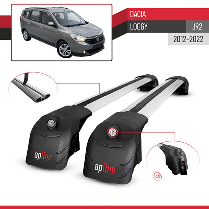 Compatible with Dacia Lodgy (J92) 2012-2022 ACE-2 Car Roof Rack Cross Bar Grey Aluminium 2 Bars