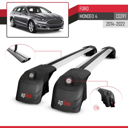 Compatible with Ford Mondeo 4 (CD391) 2014-2022 ACE-2 Car Roof Rack Cross Bar Grey Aluminium 2 Bars