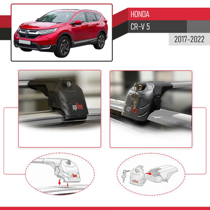 Compatible avec Honda CR-V 5 2017-2022 ACE-2 modèle Barres de Toit Railing Porte-Bagages de Voiture Gris Aluminium Barres