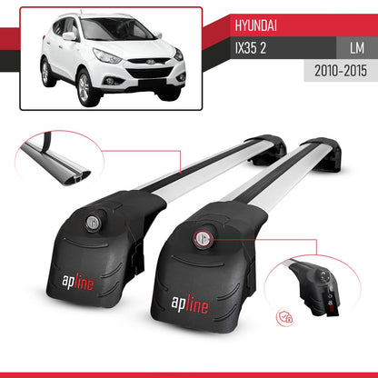 Compatible with Hyundai ix35 2 (LM) 2010-2015 ACE-2 Car Roof Rack Cross Bar Grey Aluminium 2 Bars