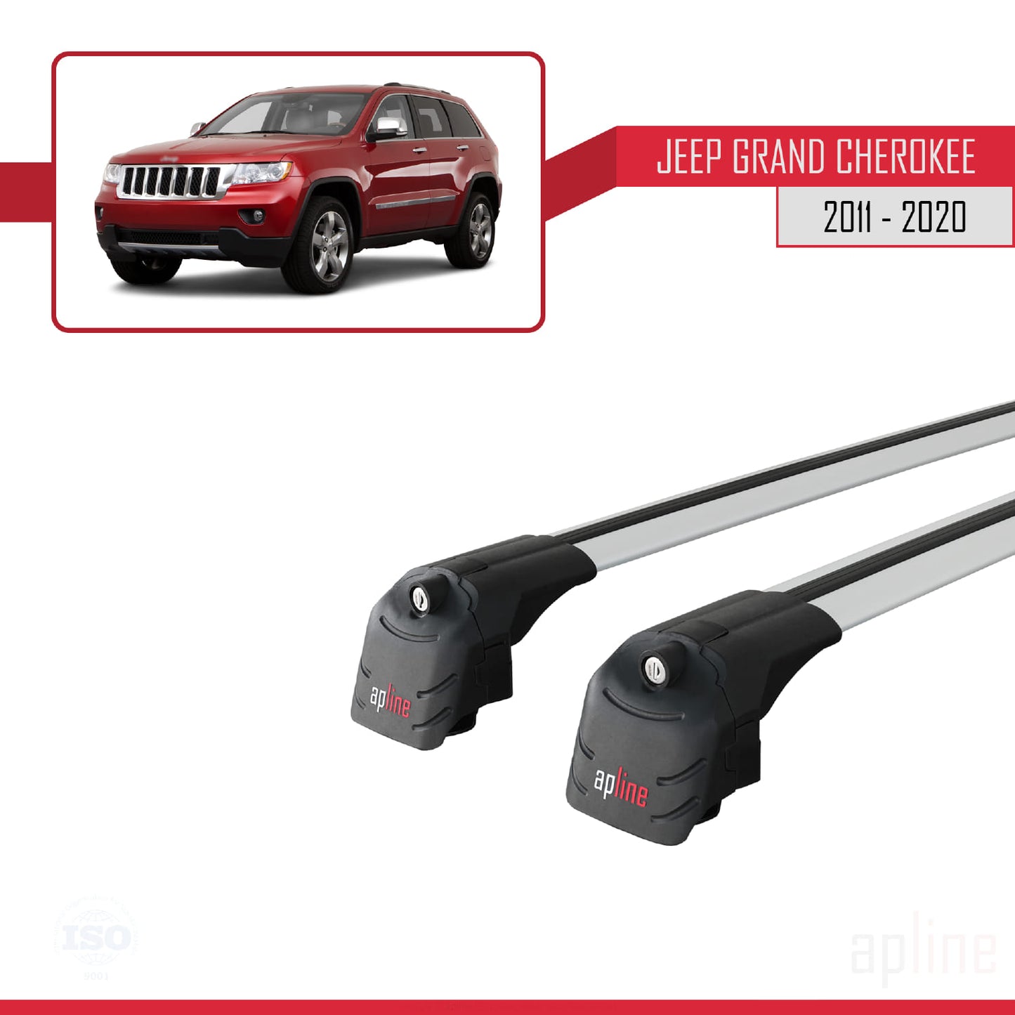 Compatible avec Jeep Grand Cherokee 4 (WK2) 2011-2020 ACE-2 Barres de Toit Railing Porte-Bagages de Voiture Gris Aluminium 2 Barres